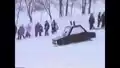 Das Batmobil mit Batman und Robin beim Skifasching Holzhau 1996
